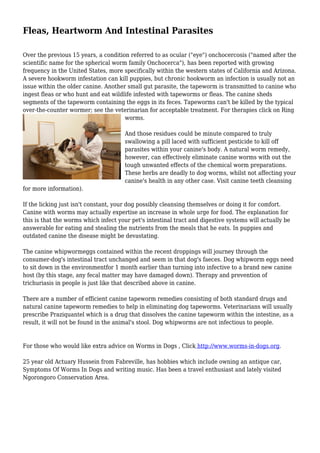 Fleas, Heartworm And Intestinal Parasites | PDF