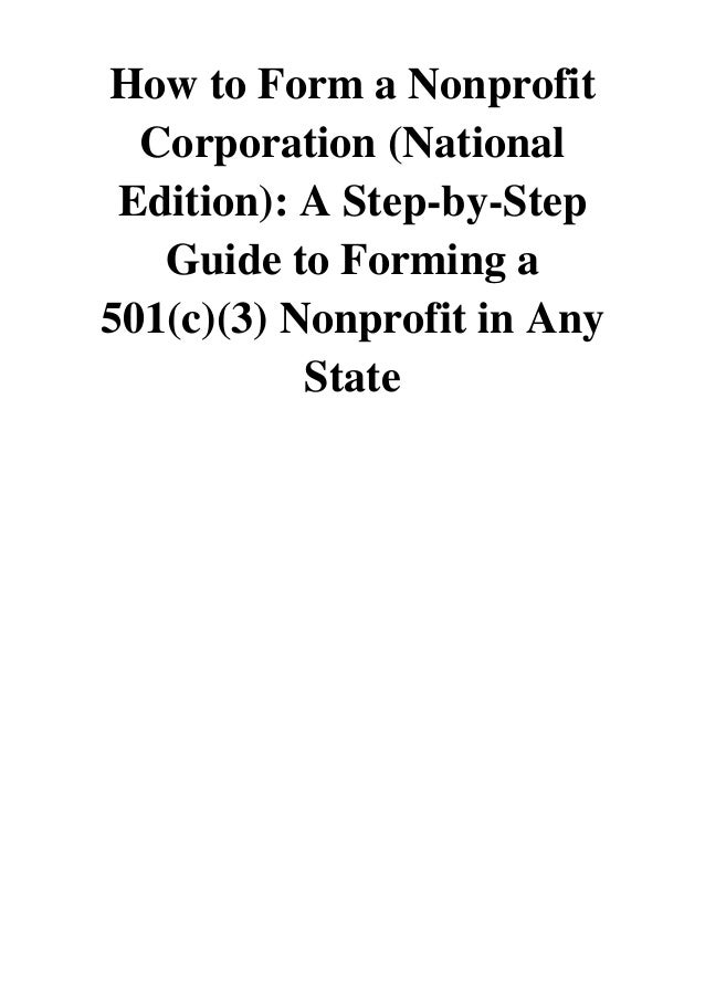 2019 How To Form A Nonprofit Corporation National Edition Pdf