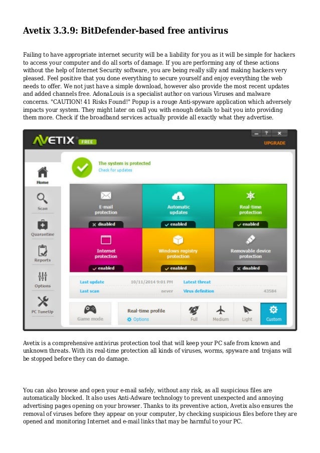 SCARICARE ANTIVIRUS GRATIS AVETIX