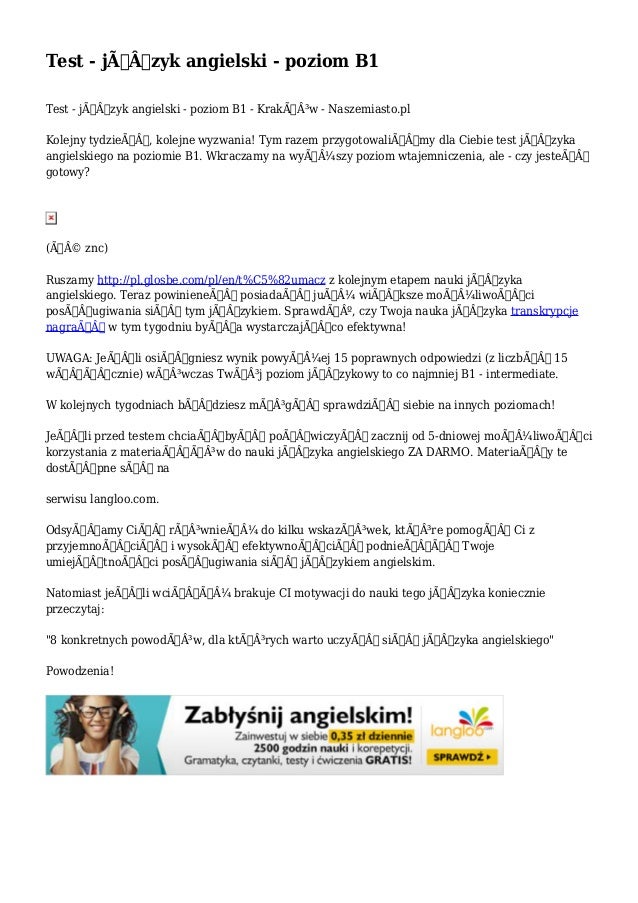 Test - język angielski - poziom B1
