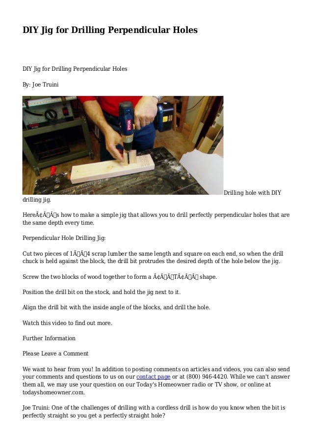 DIY Jig for Drilling Perpendicular Holes
