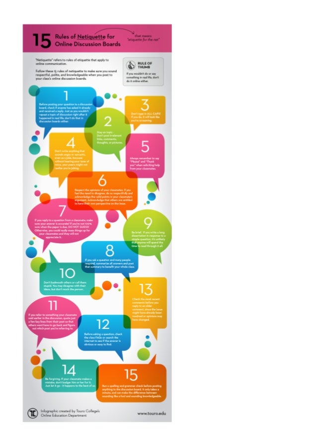 Awesome Poster Featuring 15 Online Netiquette Rules for Students