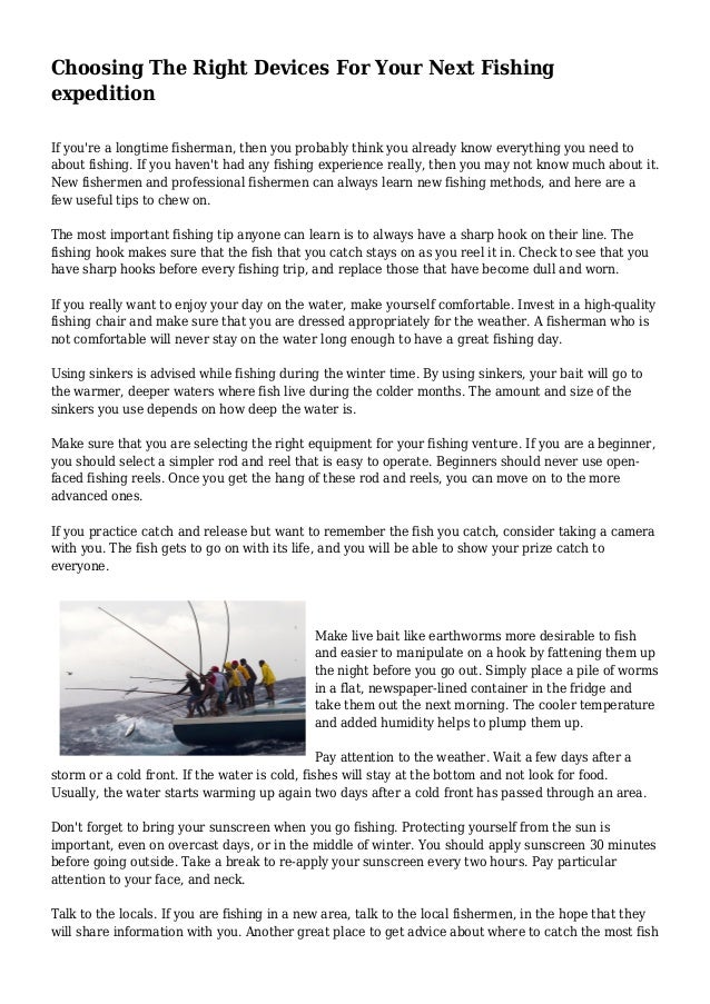 Choosing The Right Devices For Your Next Fishing expedition