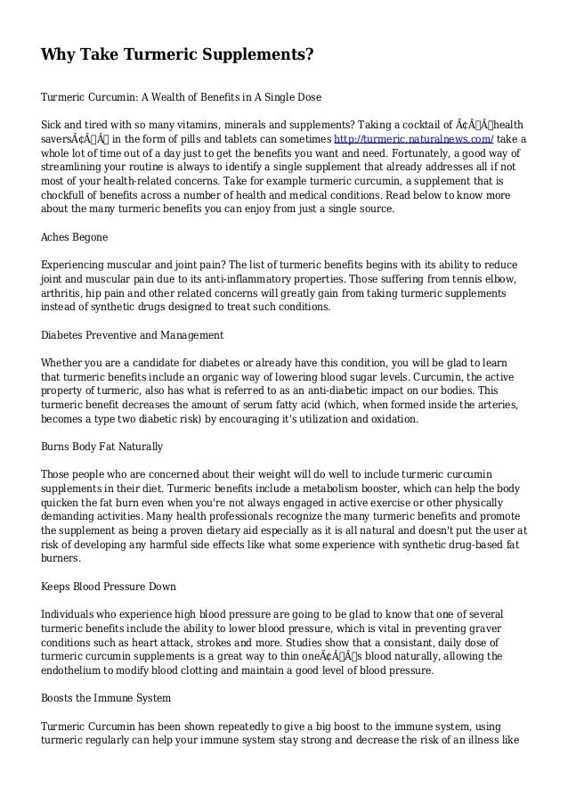 Why Take Turmeric Supplements?