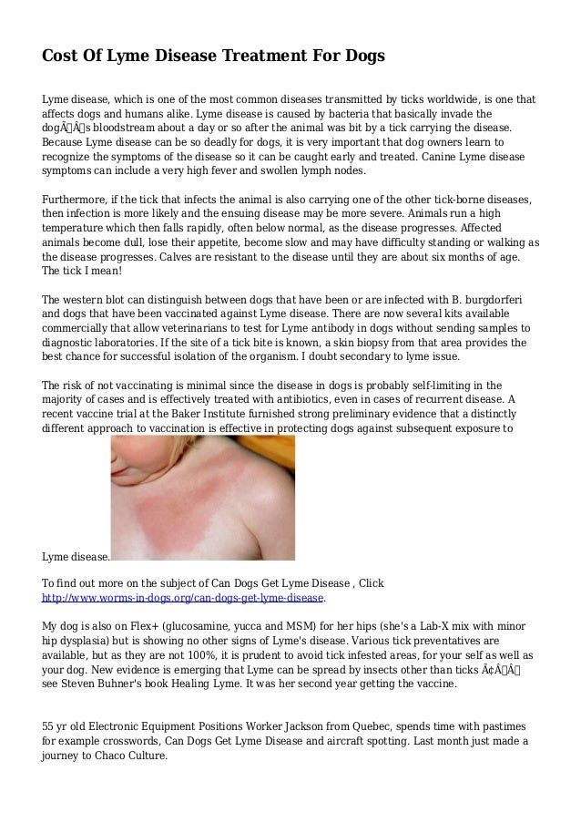Cost Of Lyme Disease Treatment For Dogs