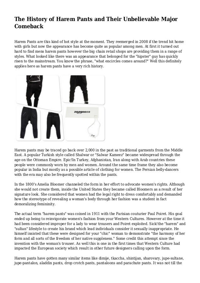 The History of Harem Pants and Their Unbelievable Major Comeback