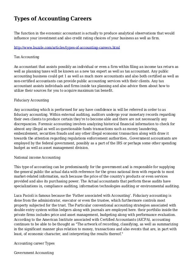 Types of Accounting Careers