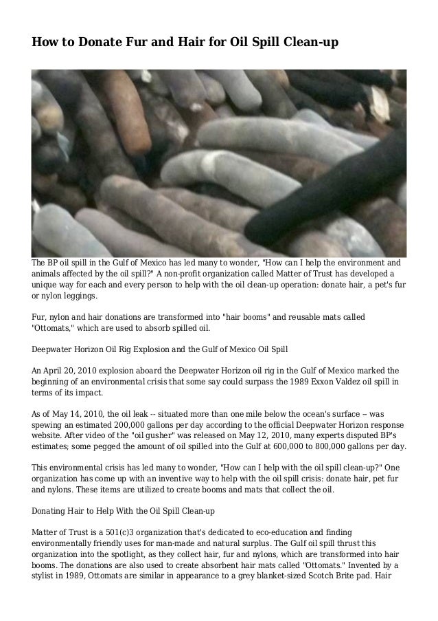 How To Donate Fur And Hair For Oil Spill Clean Up