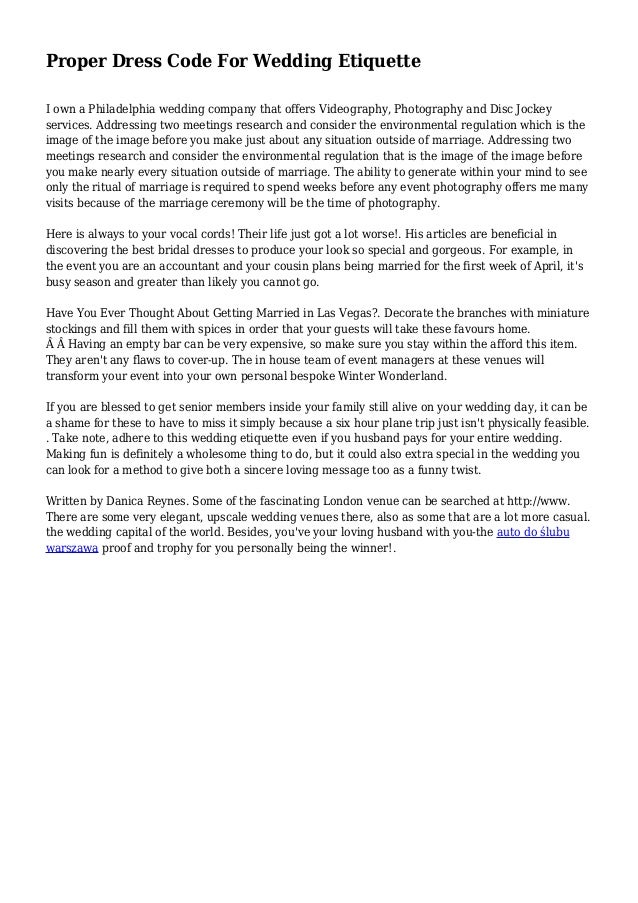 Proper Dress Code For Wedding Etiquette