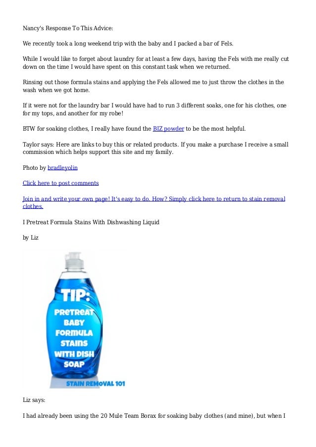 Baby Formula Stain & Spit Up Removal Tips
