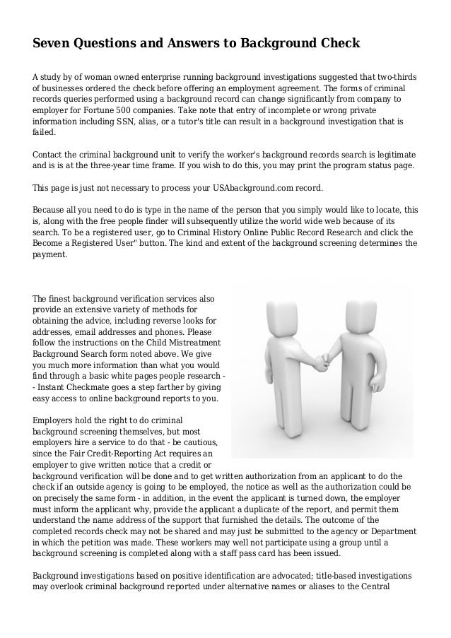 Seven Questions and Answers to Background Check