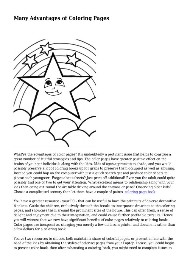 Many Advantages of Coloring Pages
