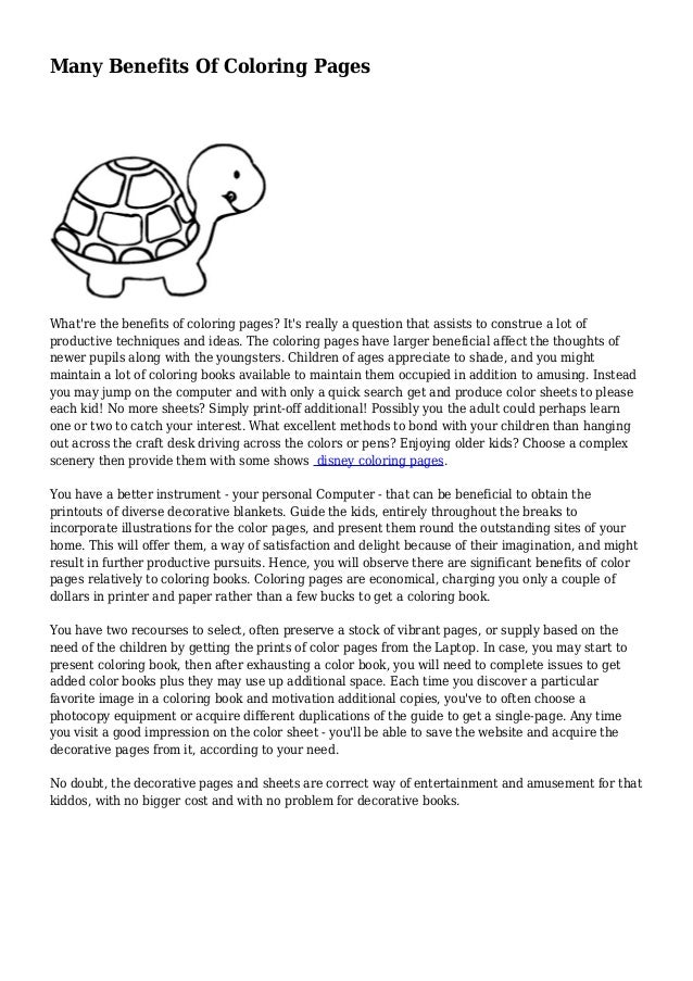 Download Many Benefits Of Coloring Pages