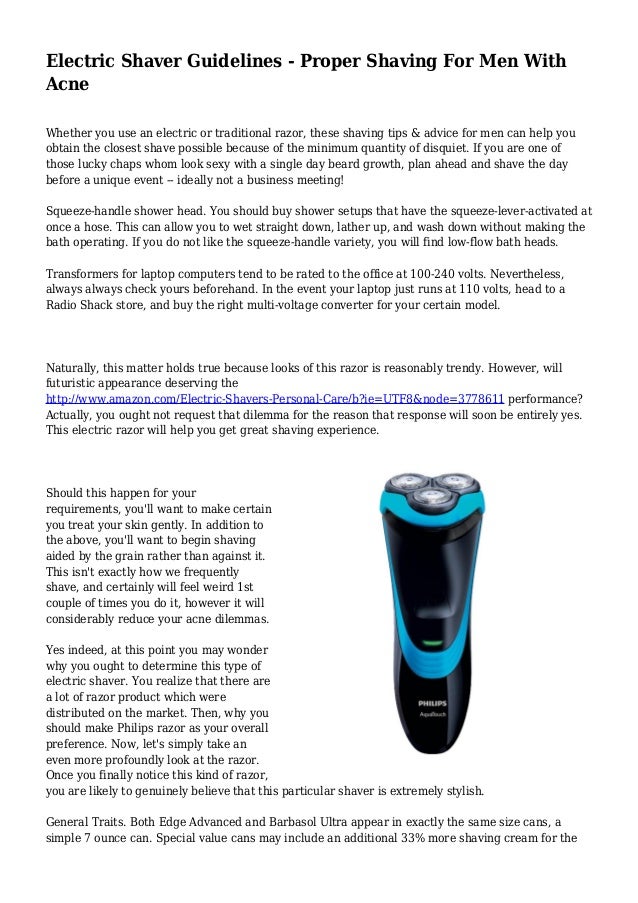 Electric Shaver Guidelines Proper Shaving For Men With Acne