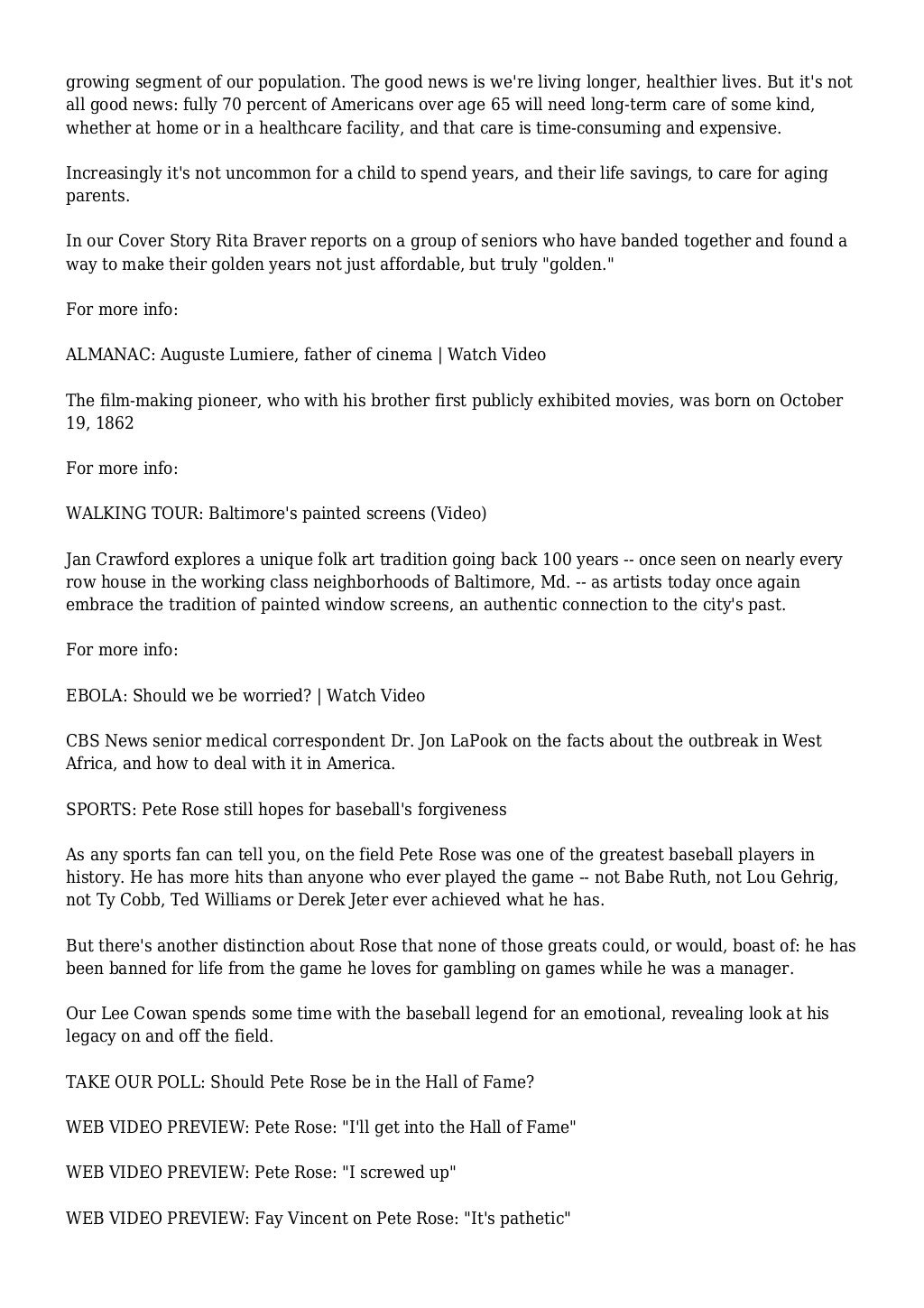 CBS Sunday Morning Show Notes CBS News