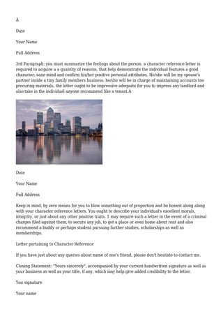 Character Reference Letter Template | PDF