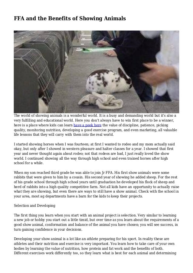 FFA and the Benefits of Showing Animals