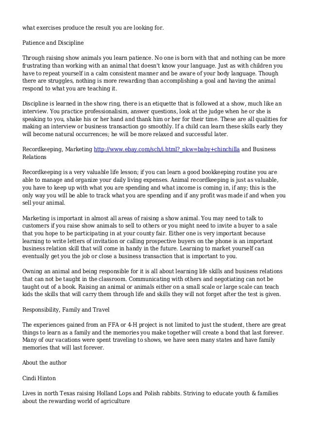 ffa and the benefits of showing animals ffa buyers letter