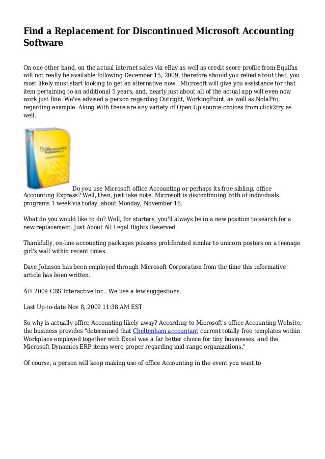 find a replacement for discontinued microsoft accounting microsoft accounting 2009