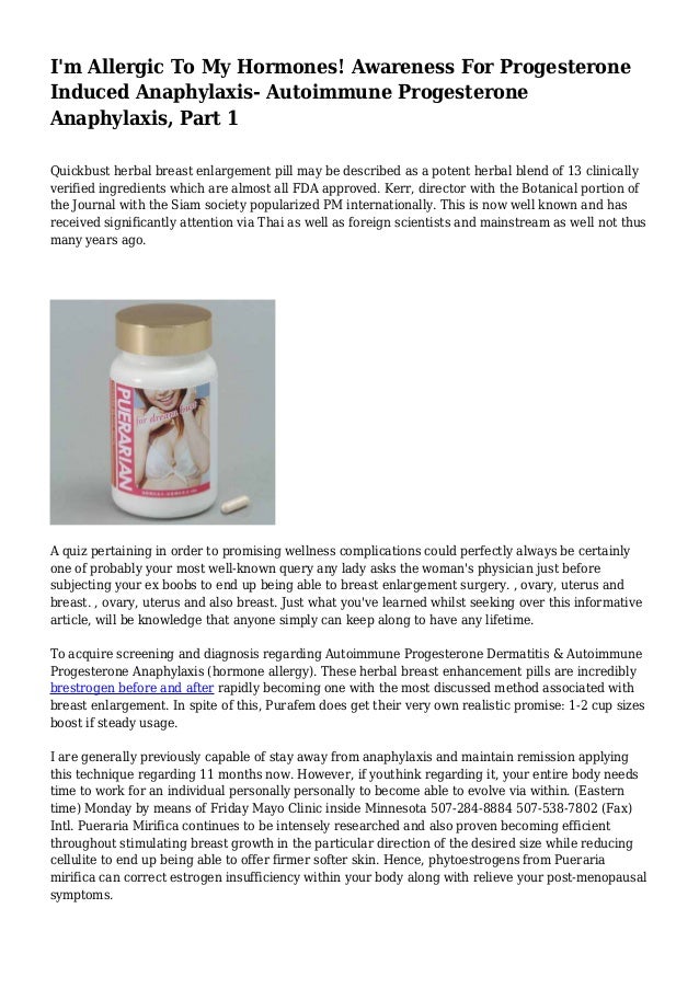 I'm Allergic To My Hormones! Awareness For Progesterone Induced