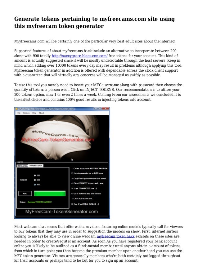 Generate tokens pertaining to myfreecams.com site using this myfreeca…