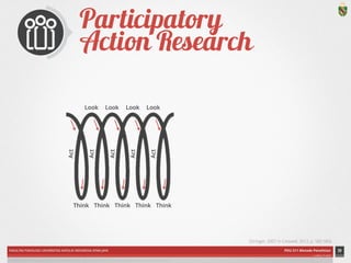 Look Look Look Look 
Act 
Act 
Act 
Act 
Act 
Think Think Think Think Think 
FAKULTAS PSIKOLOGI UNIVERSITAS KATOLIK INDONESIA ATMA JAYA PDU 211 Metode Penelitian 
ardhiati © 2014 
Participatory 
Action Research 
39 
DIAGRAM CREDIT: Stringer (2007), p. 9 in Creswell (2012), p. 584 | ICON CREDITS: Group by baabullah hasan from The Noun Project 
(Stringer, 2007 in Creswell, 2012, p. 582-583) 
 