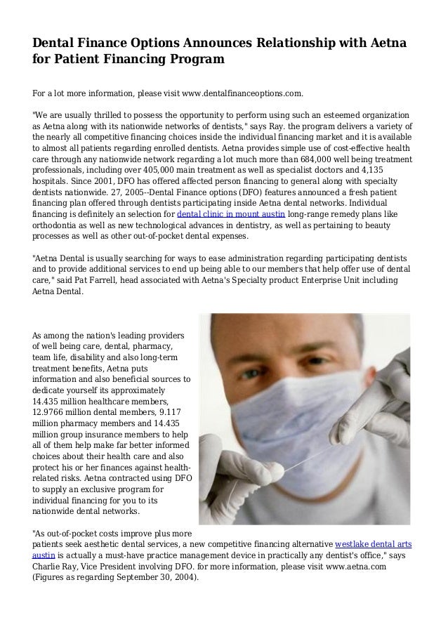 Dental Finance Options Announces Relationship with Aetna for Patient