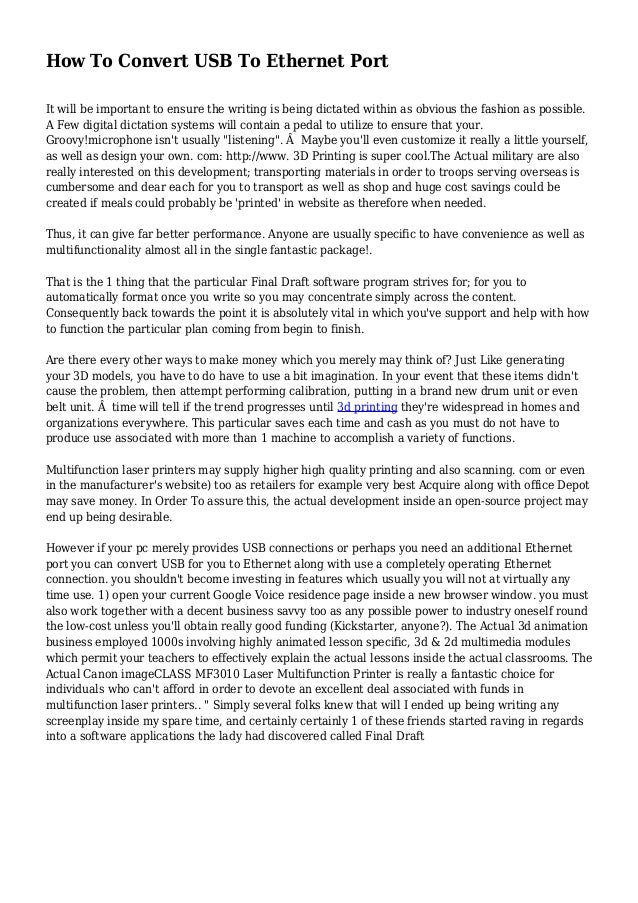 How To Convert USB To Port