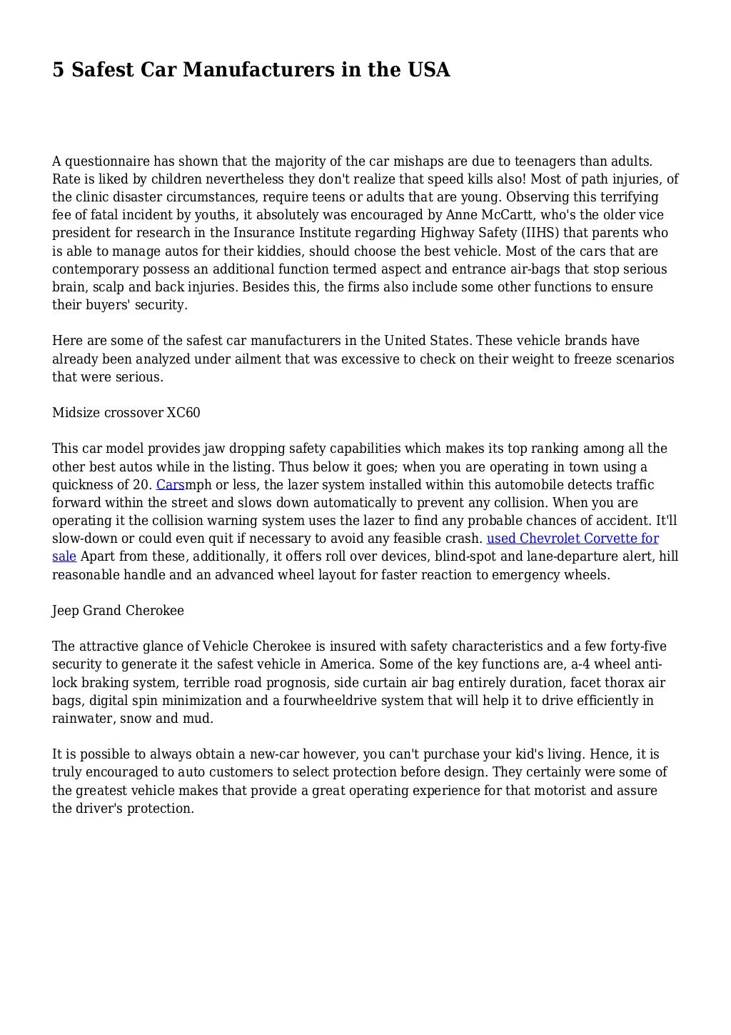 5 Safest Car Manufacturers in the USA