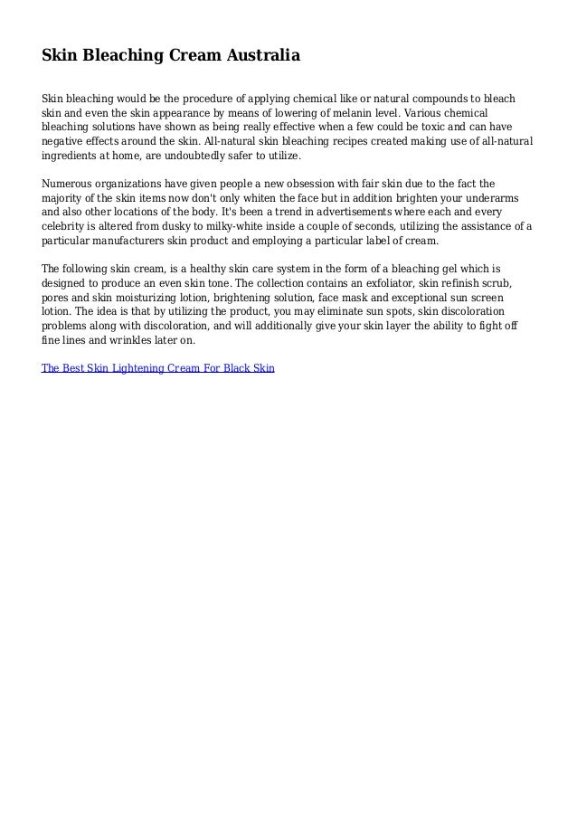 Skin Bleaching Cream Australia