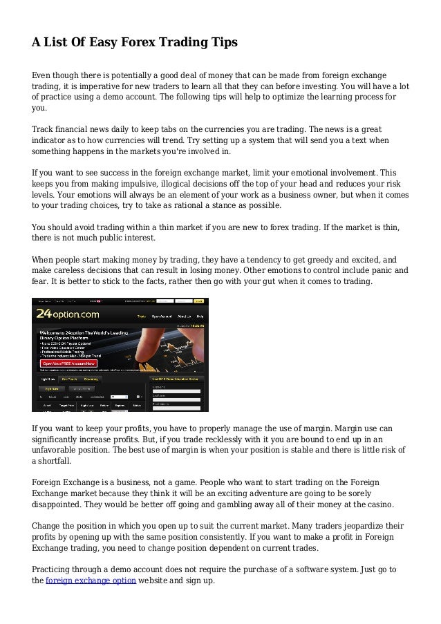 A List Of Easy Forex Trading Tips