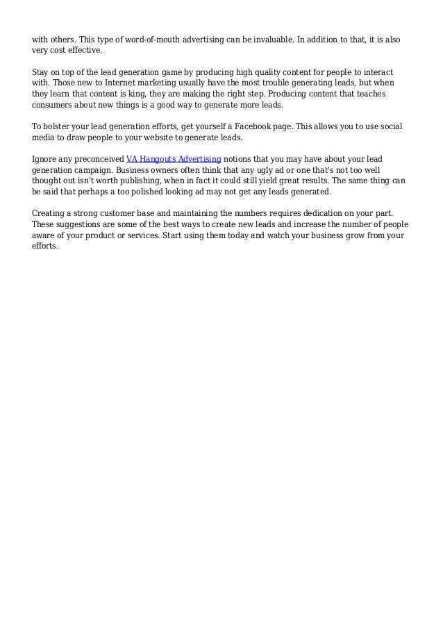 Beneficial Tips To Produce The Best Leads