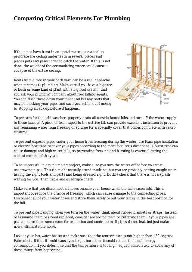 Comparing Critical Elements For Plumbing