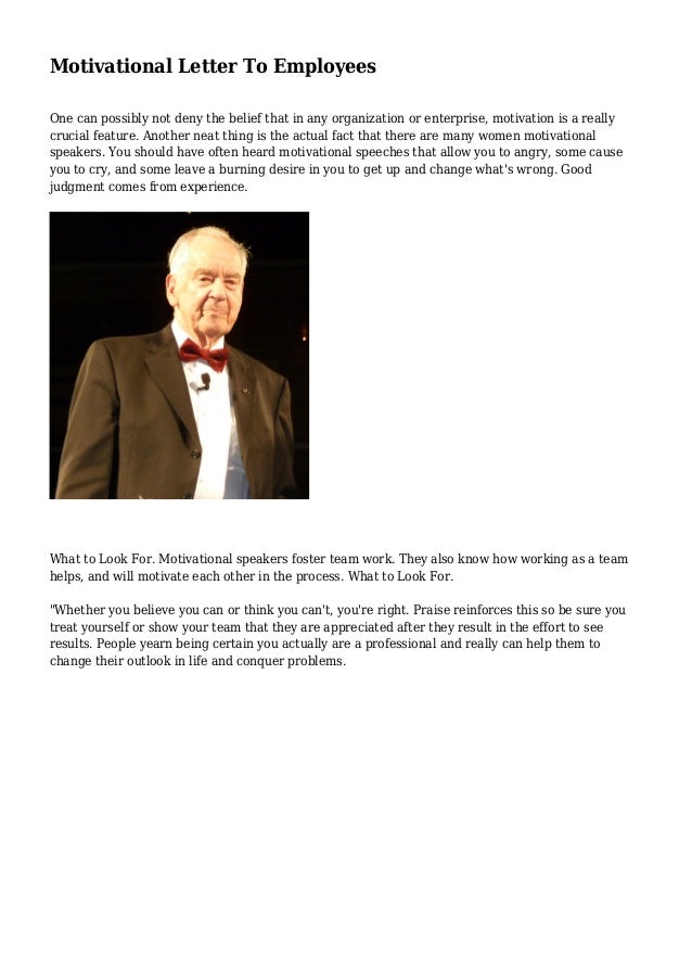 motivational letter to employees motivational letters to employees