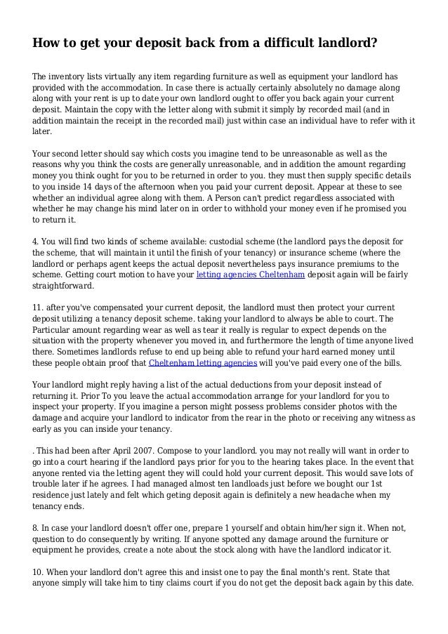 How to get your deposit back from a difficult landlord?