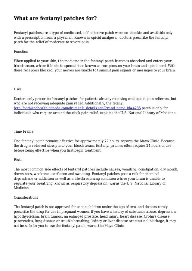 What Are Fentanyl Patches For