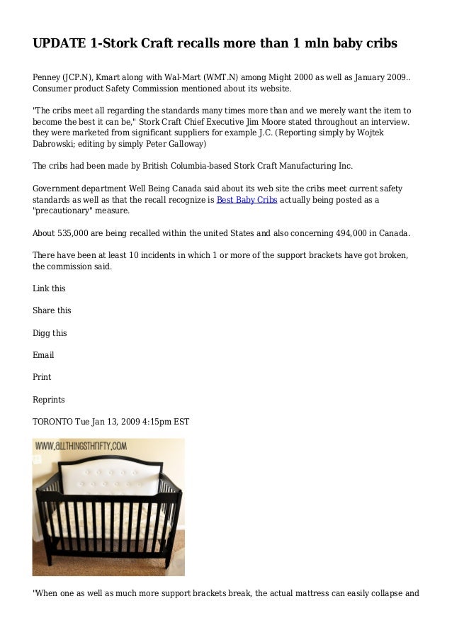Update 1 Stork Craft Recalls More Than 1 Mln Baby Cribs