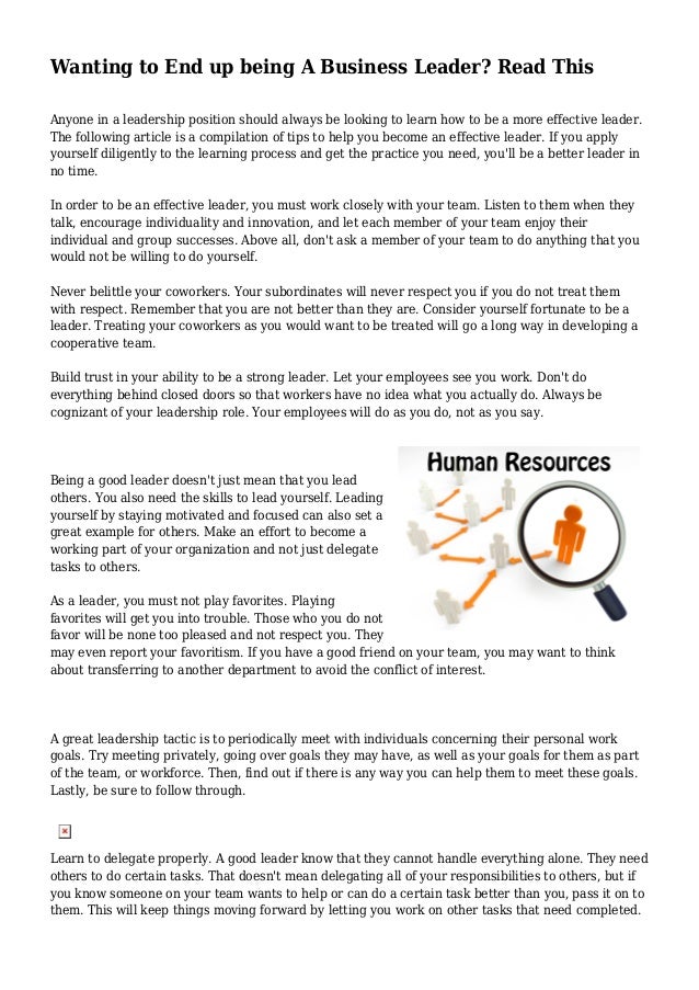Wanting To End Up Being A Business Leader Read This Wanting To End Up Being A Business Leader Read This