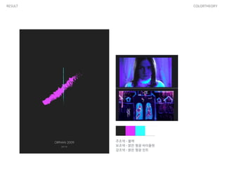 RESULT COLORTHEORY
주조색 - 블랙
보조색 - 밝은 형광 바이올렛
강조색 - 밝은 형광 민트
 