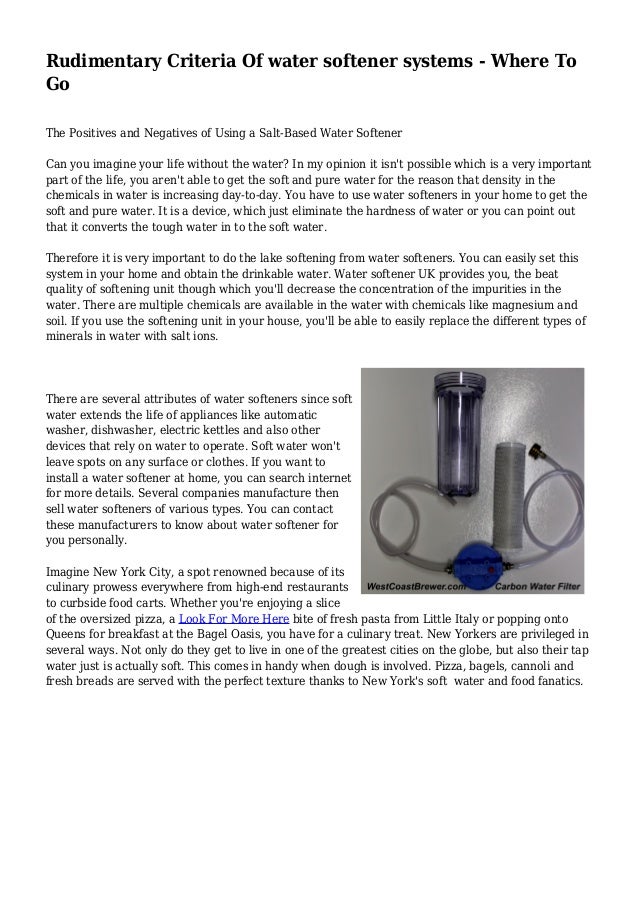 Rudimentary Criteria Of Water Softener Systems Where To Go