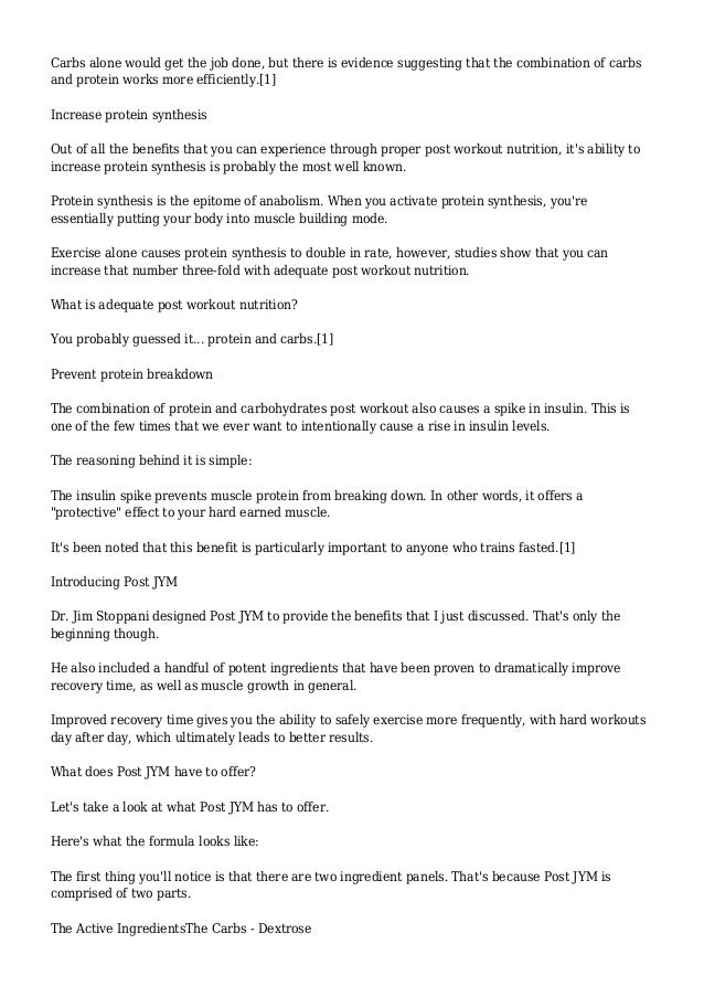 Post JYM Jim Stoppani’s Answer To Post Workout Nutrition