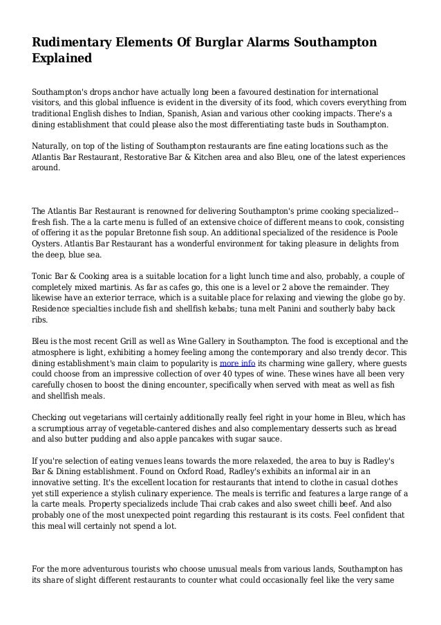 Rudimentary Elements Of Burglar Alarms Southampton Explained