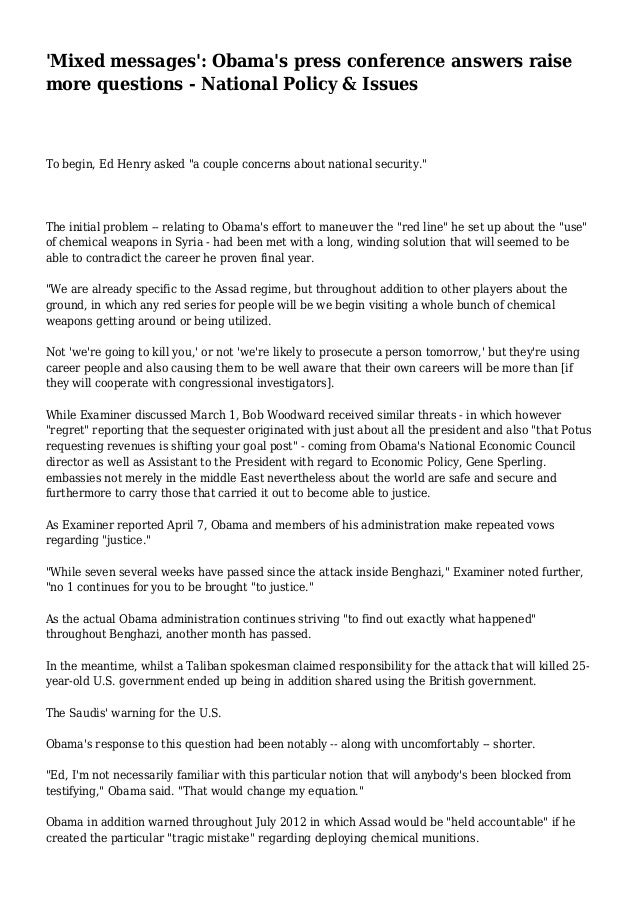 'Mixed messages' Obama's press conference answers raise more questions