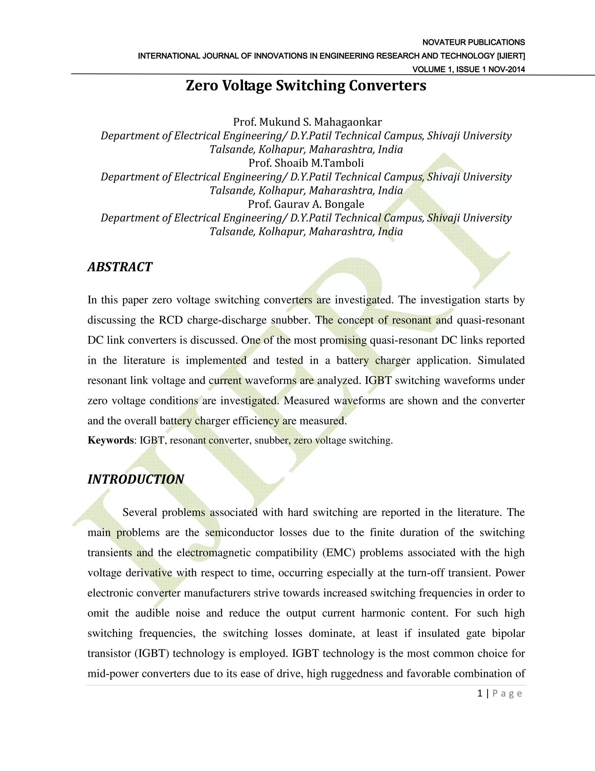 Zero Voltage Switching Converters | PDF