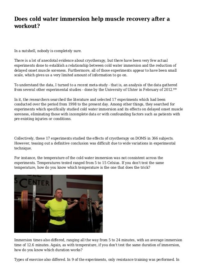 Does cold water immersion help muscle recovery after a workout?