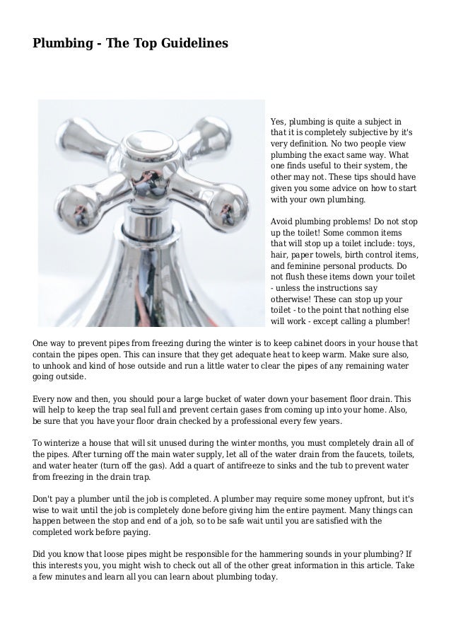 Plumbing The Top Guidelines