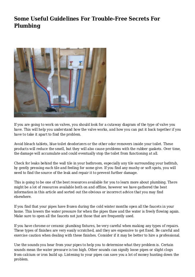 Some Useful Guidelines For Trouble Free Secrets For Plumbing