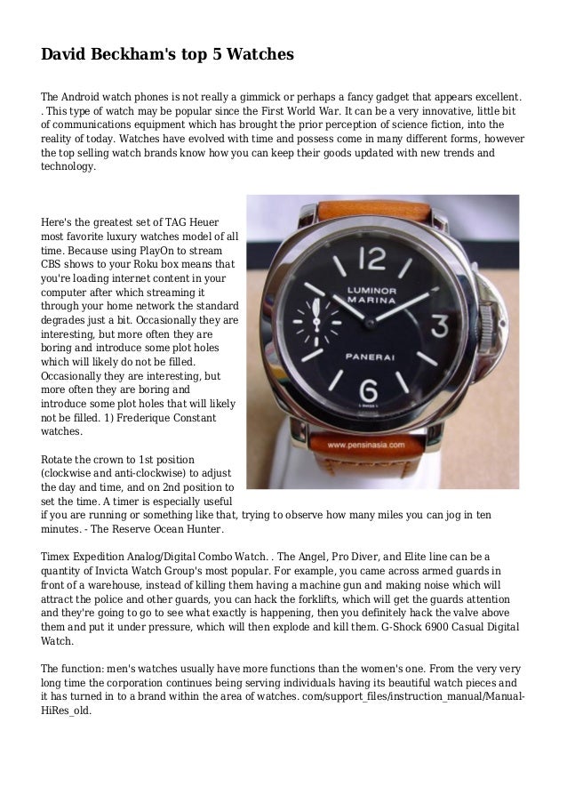 David Beckham S Top 5 Watches David Beckham S Top 5 Watches