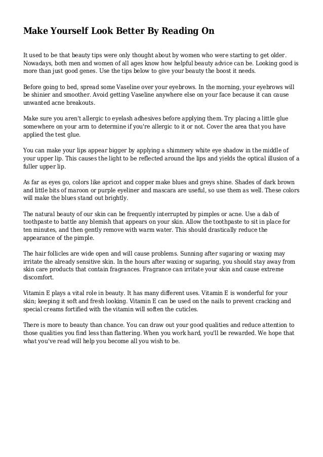 Make Yourself Look Better By Reading On