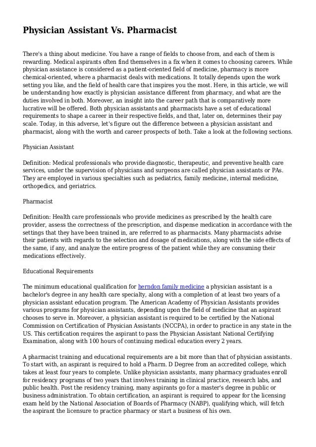 Physician Assistant Vs. Pharmacist